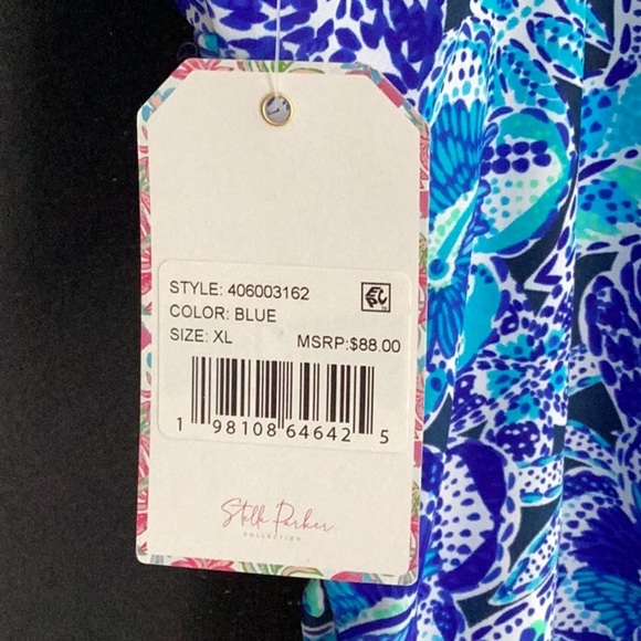 NWT Stella Parker Blue Patterned Vibrant Blues Women’s  One Piece Swimsuit XL - Picture 2 of 7